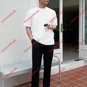 Model 3499 Erkek Yazlık Yuvarlak Yaka Kısa Kollu Günlük Tişört, Yaz