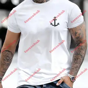 Model 3600 Erkek Yazlık Yuvarlak Yaka Kısa Kollu Günlük Tişört, Yaz