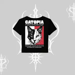 Modern Kedi Temalı Arka Baskılı Babby Tee Tshirt