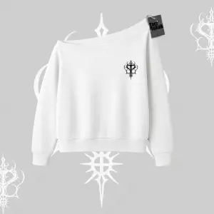 Modern Kedi Temalı Arka Baskılı Kayık Yaka Sweatshirt