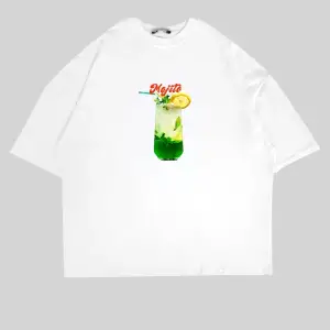 Mojito Baskılı Beyaz Oversize Unisex
