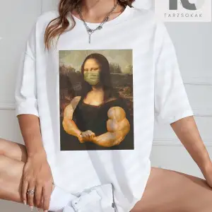 Mona Lisa Desenli Düşük Omuz Tişört