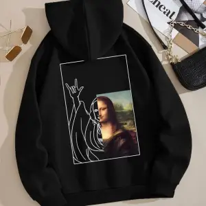 Mona Lisa Seni Seviyorum Söyledi Hoodie kadın Gevşek Sonbahar Hoody Basit Polar Kazak Sokak B
