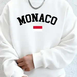 Monaco Bayrağı Baskılı Erkek Kapüşonlu Sweatshirtleri Sonbahar Kış Polar Sıcak Sweatshirtler