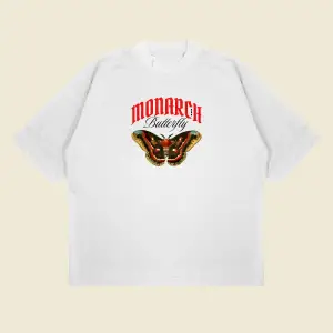 Monarch Butterfly Baskılı Oversize Unisex Pamuklu Nefes Alan Kalın Kumaşlı