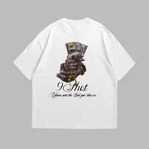 Money Hand Baskılı Oversize Unisex Beyaz