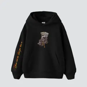 Money Hand Baskılı Oversize Unisex Premium Siyah