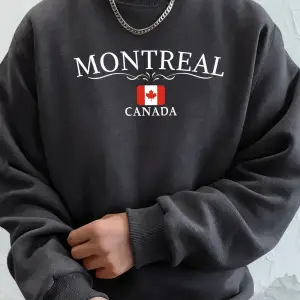 Montreal Kanada Mektup Baskılı Erkek Kapüşonlu Sweatshirt Yumuşak Günlük Sokak Giysisi Sokak