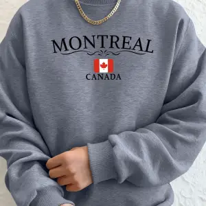 Montreal Kanada Mektup Baskılı Erkek Kapüşonlu Sweatshirt Yumuşak Günlük Sokak Giysisi Sokak