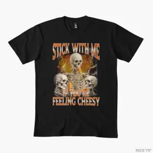 Mozzarella Çubukları Pun Bootleg Rap Tarzı Komik Meme İskelet Tişörtü Erkekler Kadınlar İçin