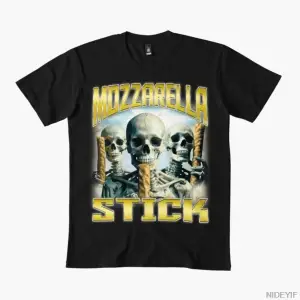 Mozzarella Stick Skeleton memler Erkekler Kadınlar Için T-shirt % 100% Pamuk T Shirt Kısa Kol