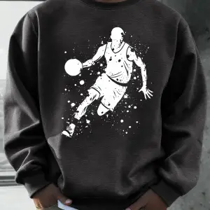 Mükemmel Basketbol Oyuncusu Baskılı Erkekler Kapüşonlu Üst Klasik Sıcak Günlük Kazaklar Rahat