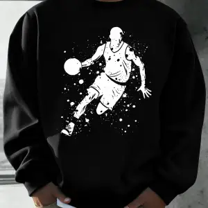 Mükemmel Basketbol Oyuncusu Baskılı Erkekler Kapüşonlu Üst Klasik Sıcak Günlük Kazaklar Rahat