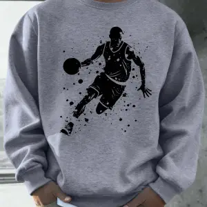 Mükemmel Basketbol Oyuncusu Baskılı Erkekler Kapüşonlu Üst Klasik Sıcak Günlük Kazaklar Rahat