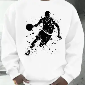 Mükemmel Basketbol Oyuncusu Baskılı Erkekler Kapüşonlu Üst Klasik Sıcak Günlük Kazaklar Rahat