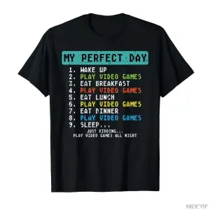 Mükemmel Günüm Video Oyunları Oynama Komik Oyuncu Tişörtü Erkekler Kadınlar için % 100% Pamuk