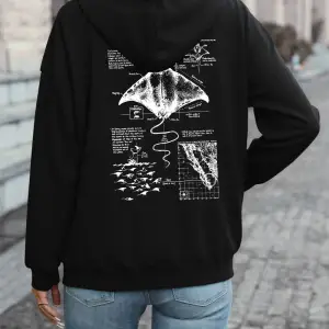 Munks Devil Ray Baskılı Kapüşonlu Sweatshirtler Kadın Kışlık Polar Sıcak Sweatshirtler Günlük