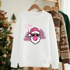 Mutlu Noel Ağacı Noel Baba Baskılar Kazak Kadın Kış Polar Sıcak Kapüşonlular Crewneck Gevşek