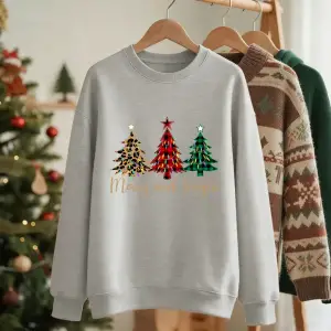 Mutlu Noeller Komik Ağaçlar Baskılar Tişörtü Bayan Polar Sıcak Rahat Kapüşonlular Bisiklet Ya