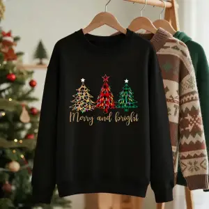 Mutlu Noeller Komik Ağaçlar Baskılar Tişörtü Bayan Polar Sıcak Rahat Kapüşonlular Bisiklet Ya