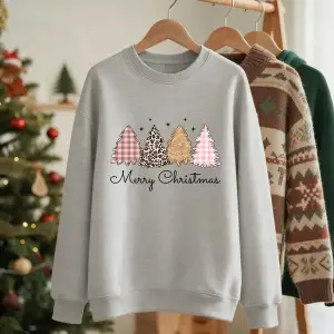 Mutlu Noeller Leopar Ağacı Baskılı Sweatshirt Kadınlar Yuvarlak Yaka Sportif Kapüşonlu Bol Po