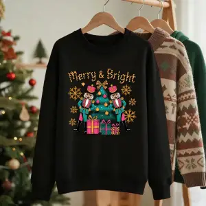 Mutlu Parlak Noel Hediyeleri Baskılar Kazak Kadın Kış Polar Sıcak Kapüşonlular Bisiklet Yaka