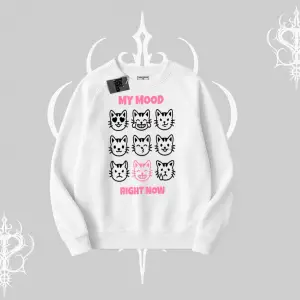 My Mood Right Now Yazılı Sevimli Kedi Biskilet Sweatshirt