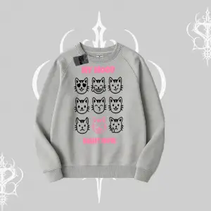 My Mood Right Now Yazılı Sevimli Kedi Biskilet Sweatshirt