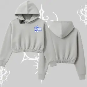 My Mood Right Now Yazılı Sevimli Kedi Kapşonlu Crop Sweatshirt