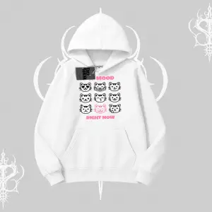 My Mood Right Now Yazılı Sevimli Kedi Kapşonlu Sweatshirt