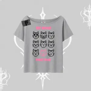 My Mood Right Now Yazılı Sevimli Kedi Kolsuz Tshirt