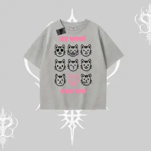 My Mood Right Now Yazılı Sevimli Kedi Oversize Tshirt