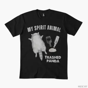 My Spirit Animal Trashed Panda T-shirt Erkekler Kadınlar için % 100% Pamuklu Tişörtler Kısa K