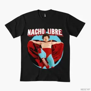 Nacho Libre Güreşçi Tişörtü Erkekler Kadınlar İçin %100 Pamuklu Tişörtler Kısa Kollu Üstler 1