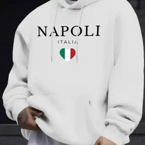 Napoli İtalya Harf ve Bayrak Baskılı 12 Renkli Üst Erkek Sonbahar Günlük Kazak Sokak Sıcak Tu