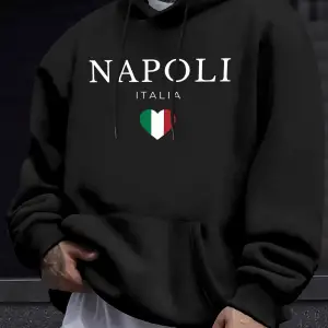Napoli İtalya Harf ve Bayrak Baskılı 12 Renkli Üst Erkek Sonbahar Günlük Kazak Sokak Sıcak Tu