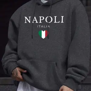 Napoli İtalya Harf ve Bayrak Baskılı 12 Renkli Üst Erkek Sonbahar Günlük Kazak Sokak Sıcak Tu