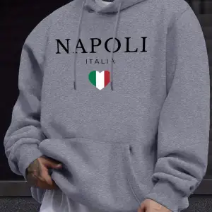 Napoli İtalya Harf ve Bayrak Baskılı 12 Renkli Üst Erkek Sonbahar Günlük Kazak Sokak Sıcak Tu