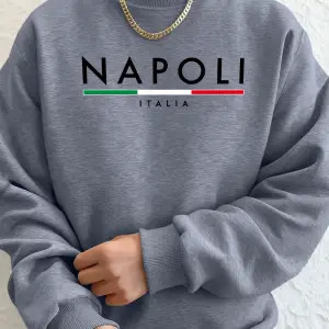 Napoli İtalya Mektup Desenli Moda Kapüşonlu Üst Erkekler Sonbahar Polar Kapşonlu Kazak Rahat