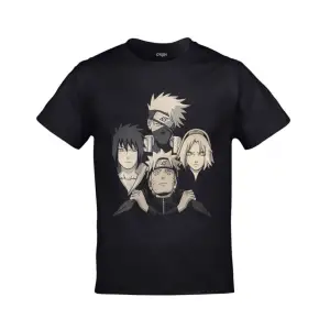 Naruto Team 7 Hokage Bohemian Rhapsody Baskılı Unisex Siyah