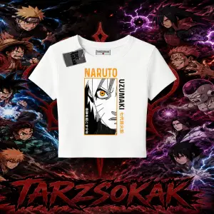 Naruto Uzumaki Premium Anime Kadın Baby Tee Beyaz