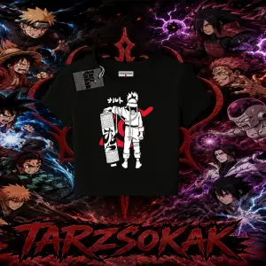 Naruto Uzumaki Premium Anime Kadın Baby Tee Beyaz