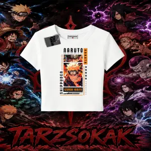 Naruto Uzumaki Premium Anime Kadın Baby Tee Beyaz