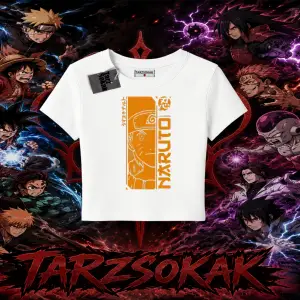 Naruto Uzumaki Premium Anime Kadın Baby Tee Beyaz