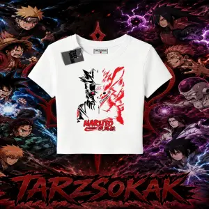 Naruto Uzumaki Premium Anime Kadın Baby Tee Beyaz