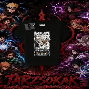 Naruto Uzumaki Premium Anime Kadın Baby Tee Beyaz