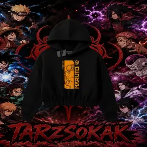 Naruto Uzumaki Premium Anime Kadın Crop Kapşonlu Sweatshirt Beyaz