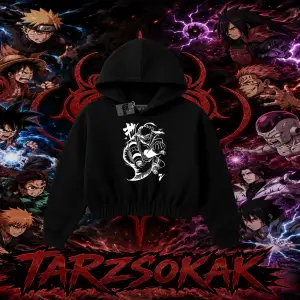 Naruto Uzumaki Premium Anime Kadın Crop Kapşonlu Sweatshirt Beyaz