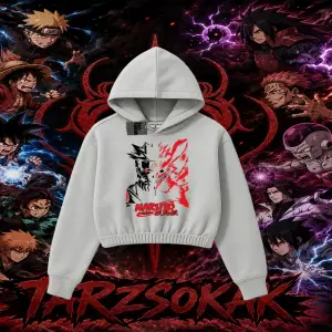Naruto Uzumaki Premium Anime Kadın Crop Kapşonlu Sweatshirt Beyaz