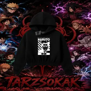 Naruto Uzumaki Premium Anime Kadın Crop Kapşonlu Sweatshirt Beyaz
